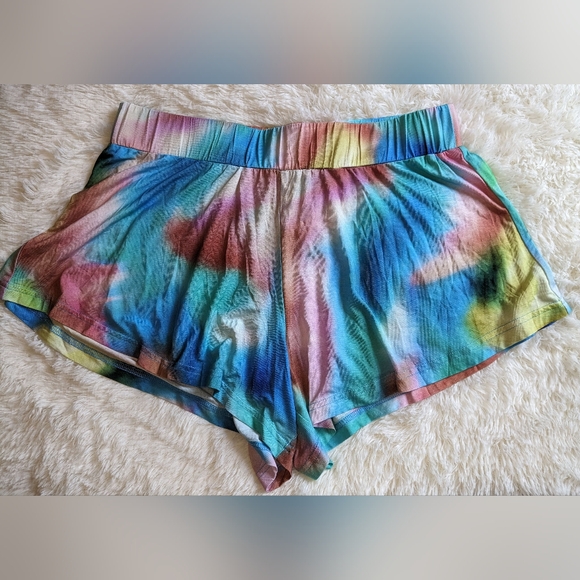 CITRUS Shorts Women's Tie Dye Sz L Blue/Red/Green - Picture 2 of 4